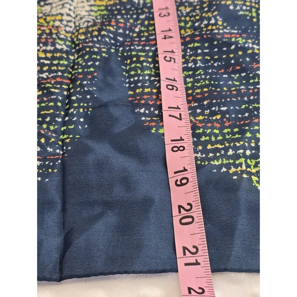 Vera Neumann Vintage Scarf Modernist Botanical Lily Dot Navy Background Abstract
